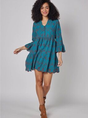 NWT - Moda Posa Dress - Teal and Coral - Medium